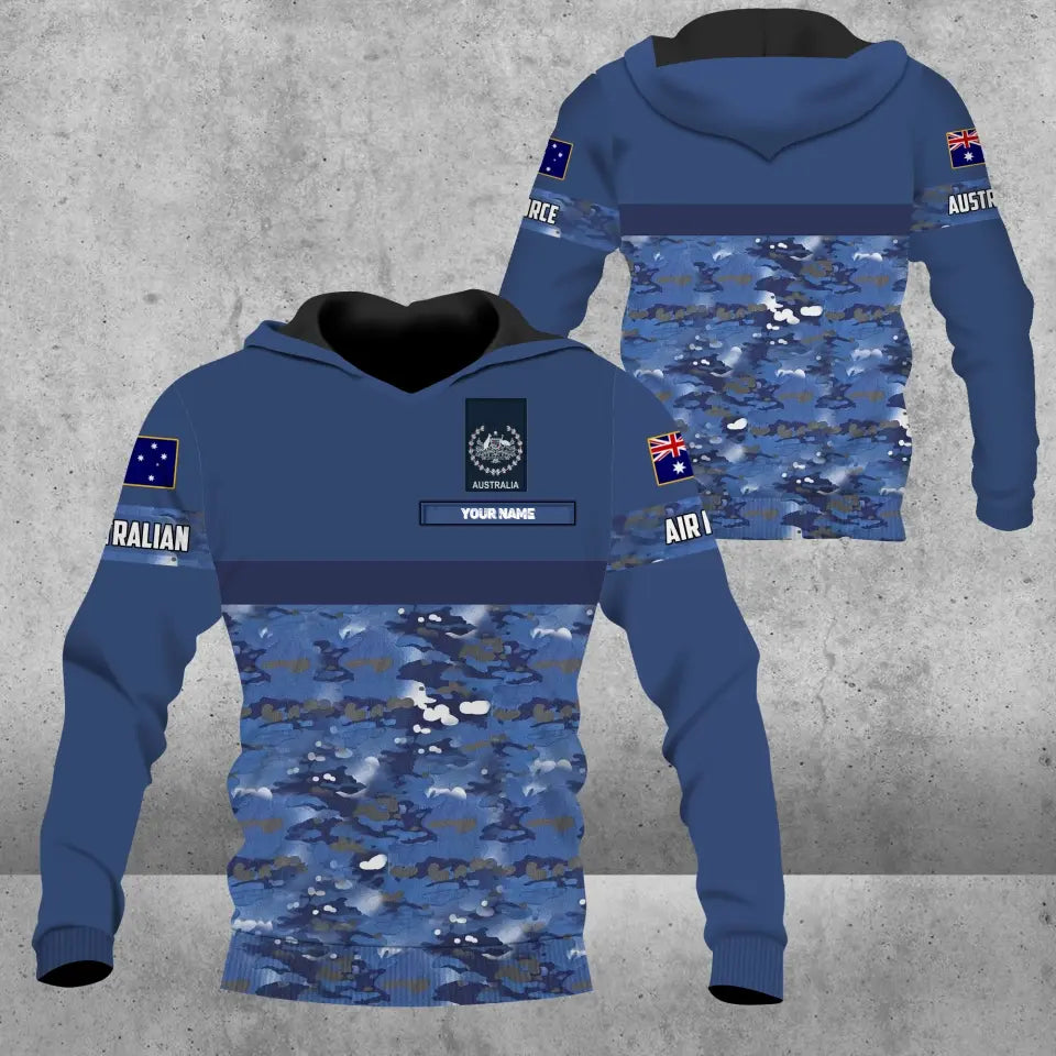 Personalisierter Kapuzenpullover mit Camouflage-Muster für australische Soldaten/Veteranen mit Namen und Rang – 1680739209