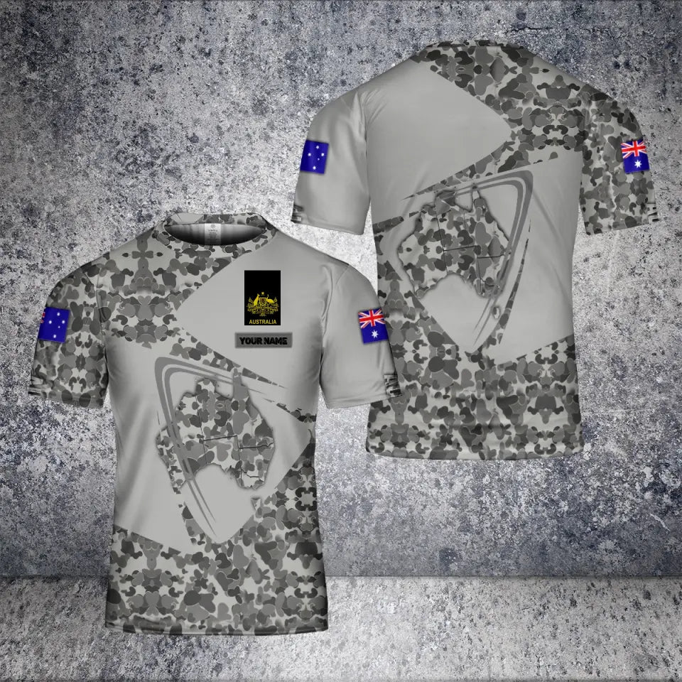 Personalisiertes T-Shirt für australische Soldaten/Veteranen im Camouflage-Stil mit Namen und Rang, 3D-Druck – 2001240003