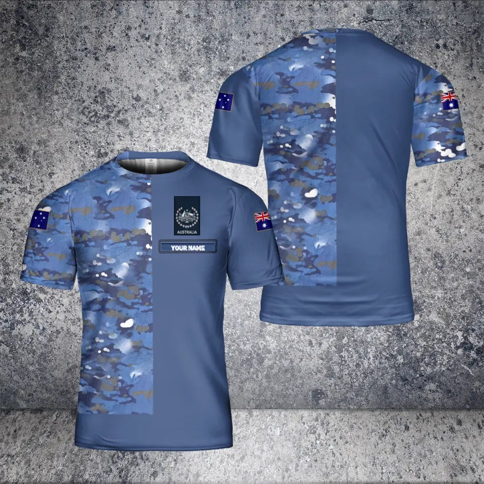 T-shirt personnalisé avec camouflage de soldat/vétéran australien avec nom et grade imprimé en 3D - 2001240001