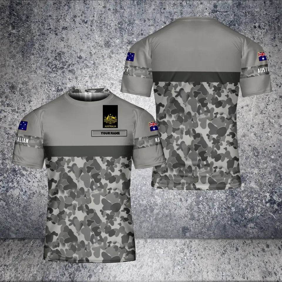 Personalisiertes T-Shirt für australische Soldaten/Veteranen im Camouflage-Stil mit Namen und Rang, 3D-Druck – 0601240005