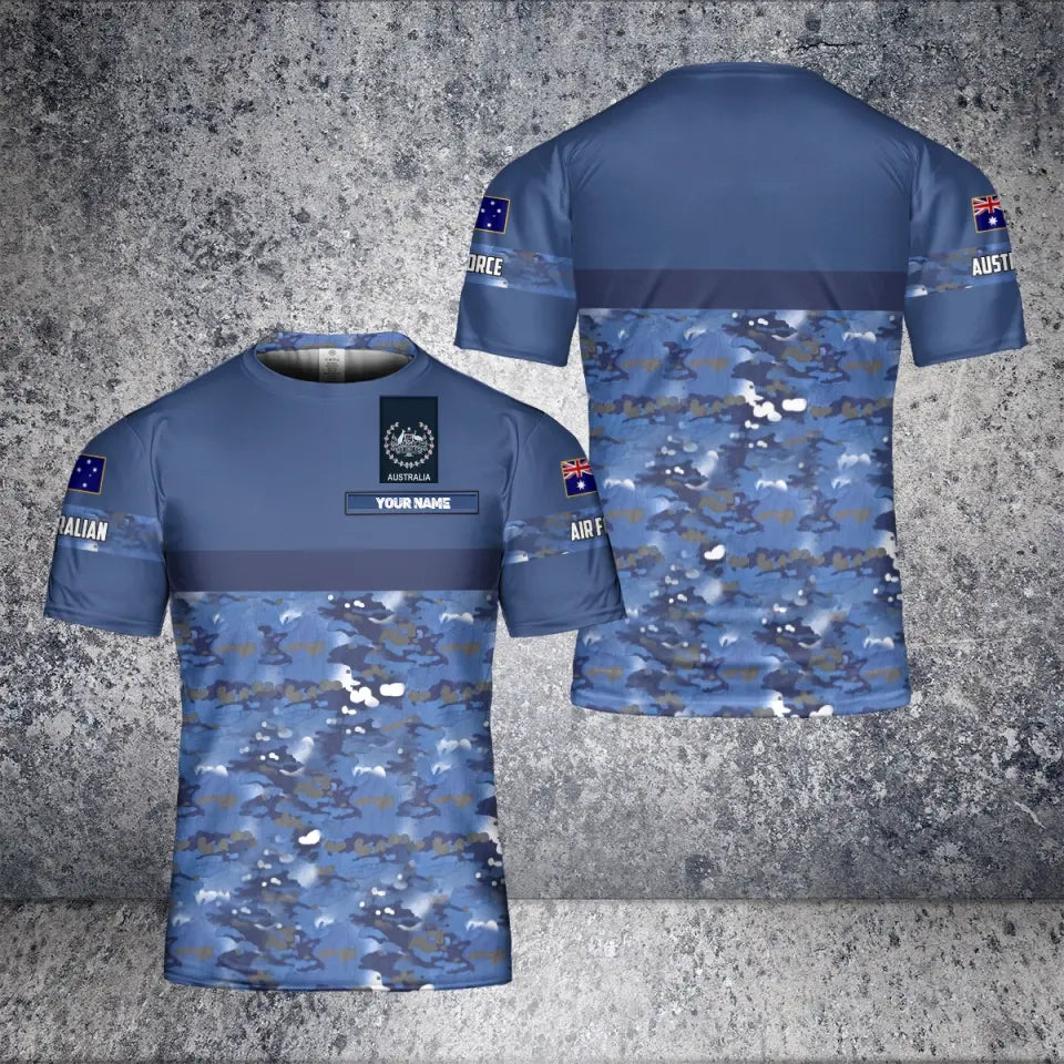 Personalisiertes T-Shirt für australische Soldaten/Veteranen im Camouflage-Stil mit Namen und Rang, 3D-Druck – 0601240005