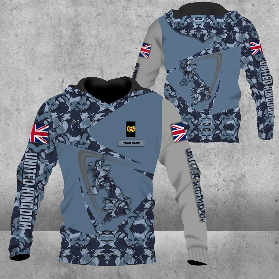 Personalized United Kingdom Solider/ Veteran Camo With Name And Rank Hoodie 3D Printed - 0604230005