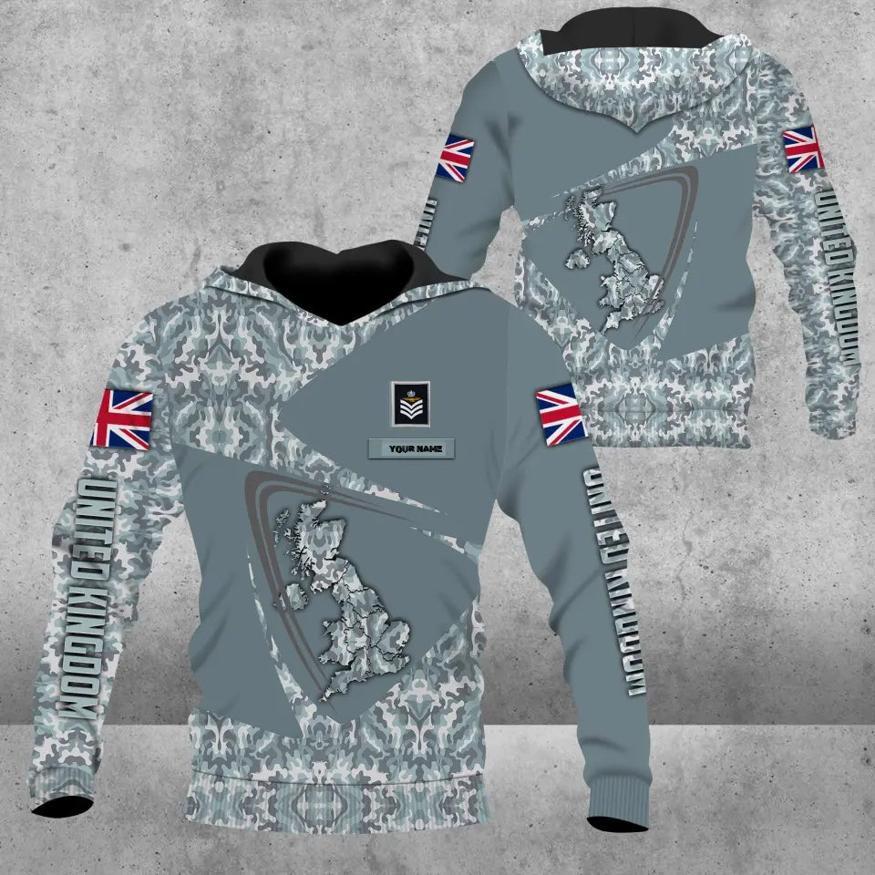 Personalisierter Kapuzenpullover mit Camouflage-Muster für britische Soldaten/Veteranen mit Namen und Rang, 3D-Druck – 0604230005