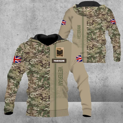 Personalisierter Kapuzenpullover mit Camouflage-Muster für britische Soldaten/Veteranen mit Namen und Rang, 3D-Druck – 0604230006