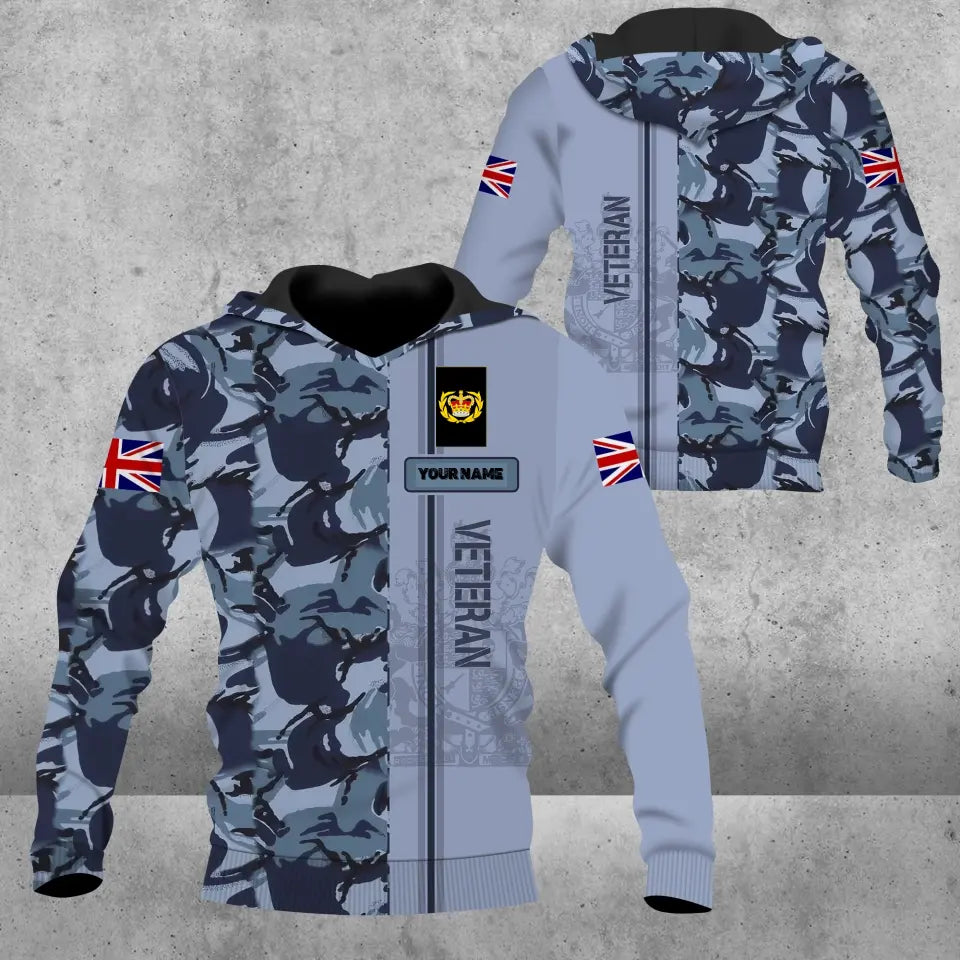 Personalisierter Kapuzenpullover mit Camouflage-Muster für britische Soldaten/Veteranen mit Namen und Rang, 3D-Druck – 0604230006