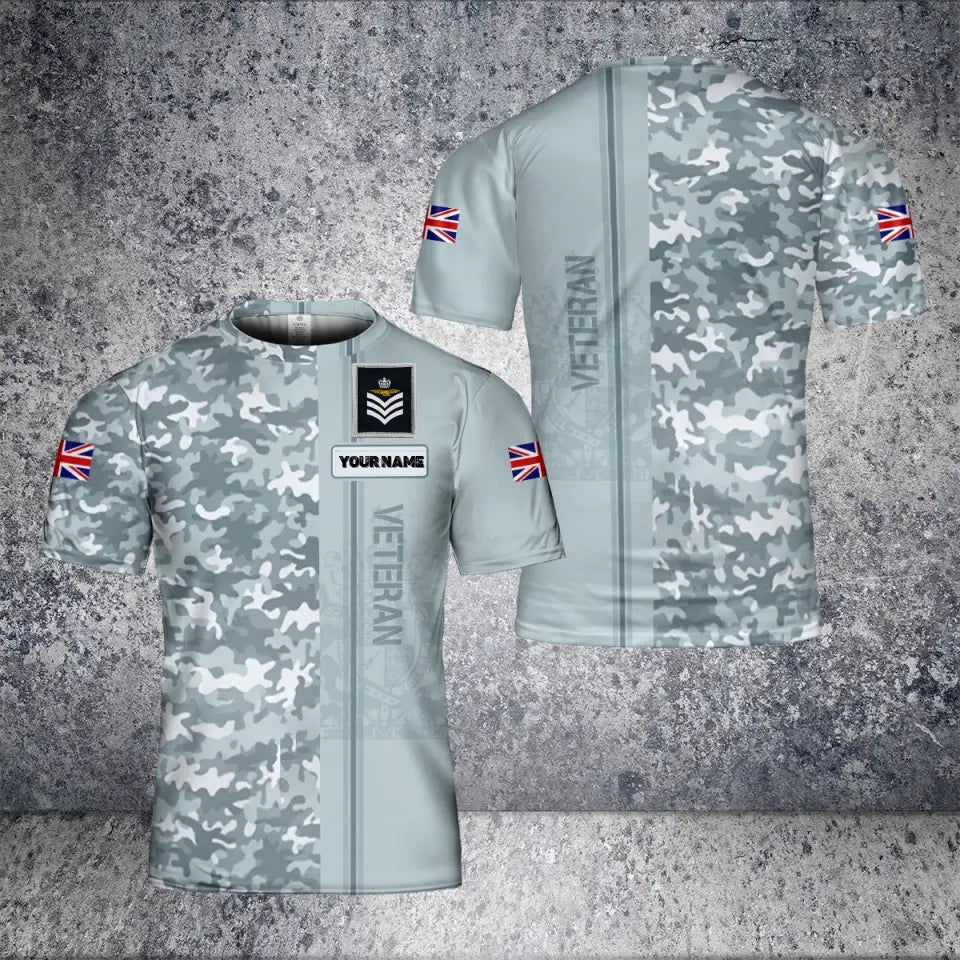 Personalisiertes T-Shirt mit Camouflage-Muster für britische Soldaten/Veteranen mit Namen und Rang, 3D-Druck – 0604230006