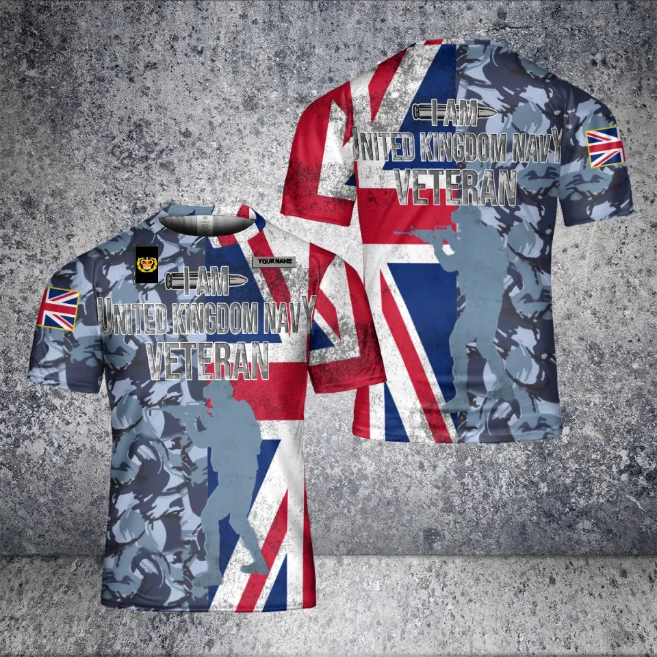 Personalized United Kingdom Solider/ Veteran Camo With Name And Rank T-Shirt 3D Printed - 0604230007