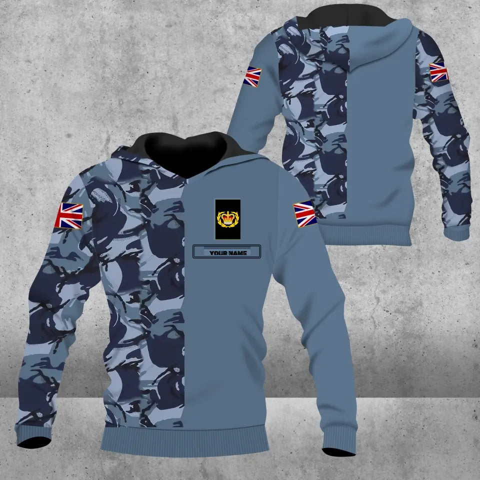 Personalisierter Kapuzenpullover mit Camouflage-Muster für britische Soldaten/Veteranen mit Namen und Rang, 3D-Druck – 0604230009