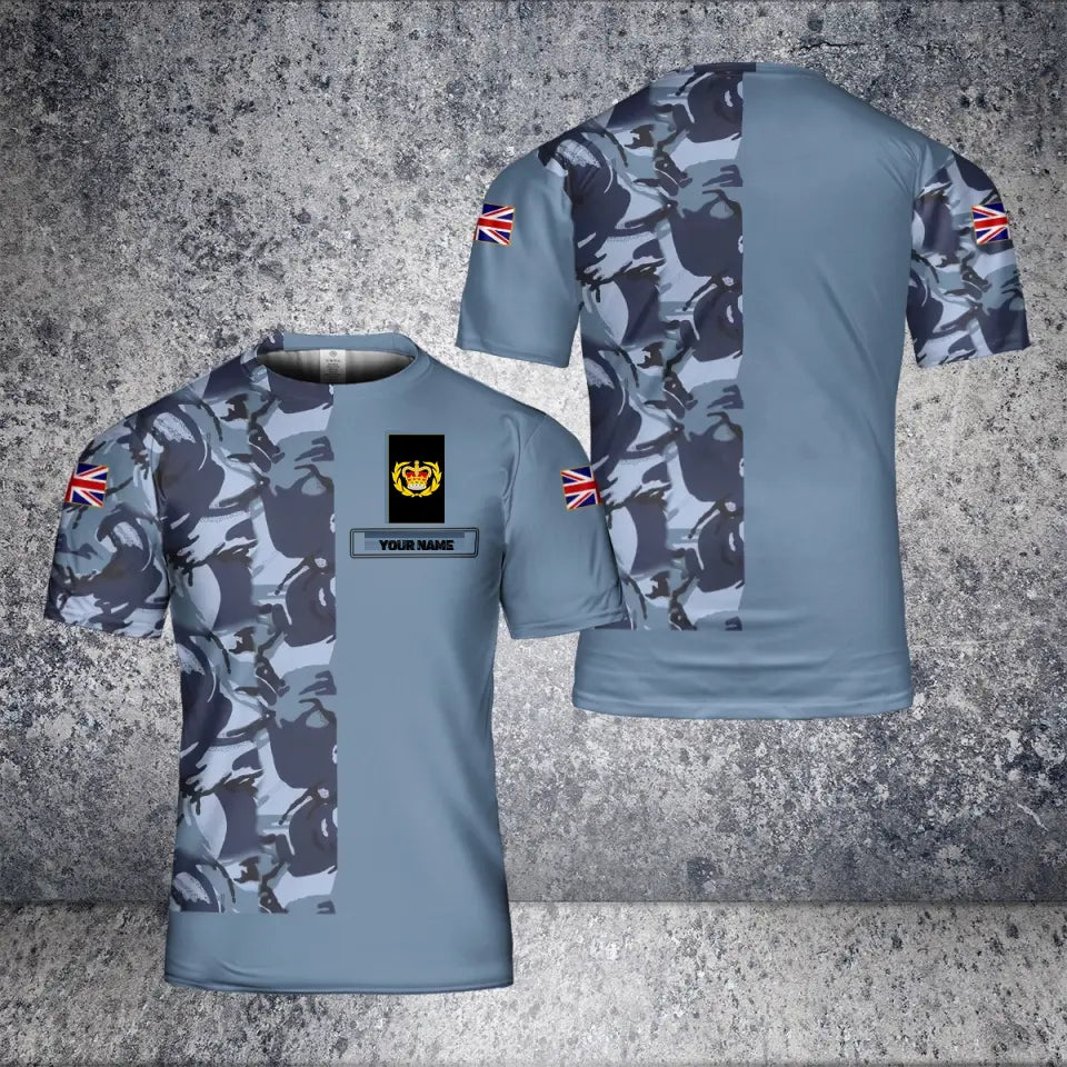 T-shirt personnalisé avec camouflage soldat/vétéran du Royaume-Uni avec nom et grade imprimé en 3D - 0604230009