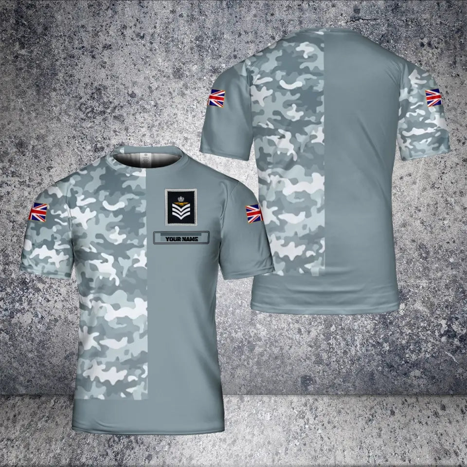 Personalisiertes T-Shirt mit Camouflage-Muster für britische Soldaten/Veteranen mit Namen und Rang, 3D-Druck – 0604230009