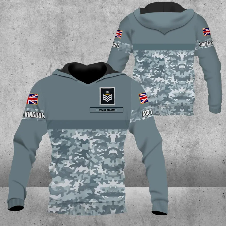 Personalisierter Kapuzenpullover mit Camouflage-Muster für britische Soldaten/Veteranen mit Namen und Rang, 3D-Druck – 0604230010