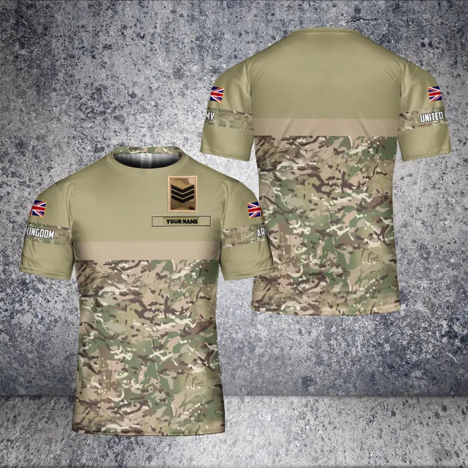 Personalisiertes T-Shirt mit Camouflage-Muster für britische Soldaten/Veteranen mit Namen und Rang, 3D-Druck – 0604230010