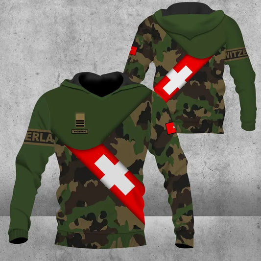 Personalisierter Kapuzenpullover mit Schweizer Soldaten-/Veteranen-Tarnmuster und Namen und Rang, 3D-Druck – 0805230003