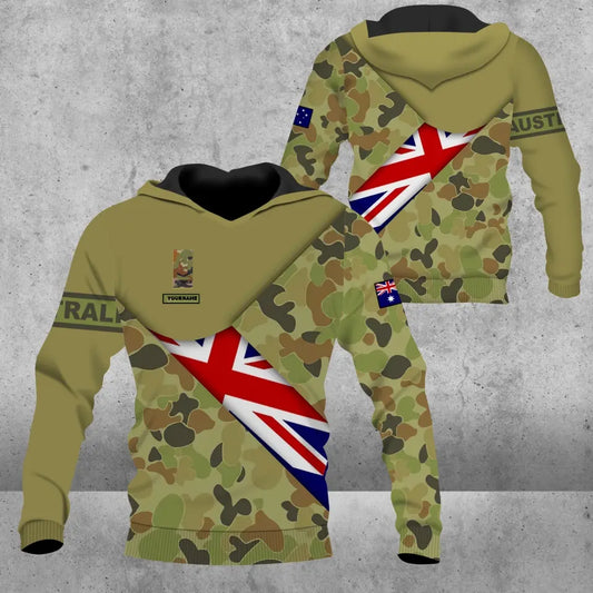 Personalisierter Kapuzenpullover mit Camouflage-Muster für australische Soldaten/Veteranen mit Namen und Rang – 168350402