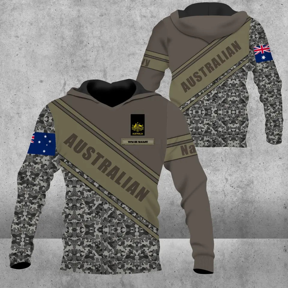 Sweat à capuche personnalisé avec nom et grade de soldat/vétéran australien - 16828128