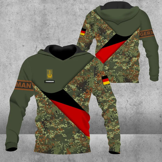 Sweat à capuche personnalisé avec nom et grade de soldat/vétéran allemand imprimé en 3D - 0805230003