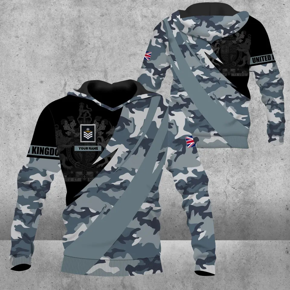 Personalisierter Kapuzenpullover mit Camouflage-Muster für britische Soldaten/Veteranen mit Namen und Rang, 3D-Druck – 3004230002