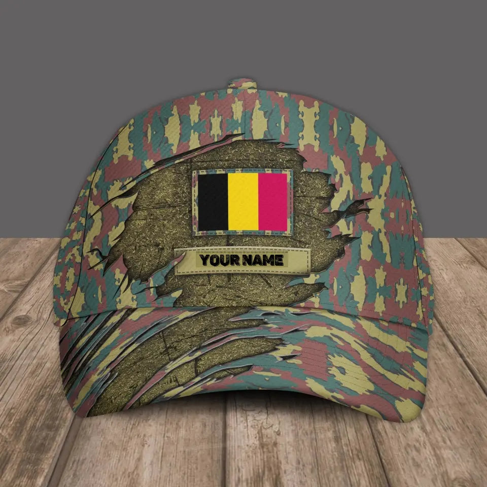 Personalisierter Rang belgischer Soldat/Veteranen-Baseballkappe in Camouflage – 16841952 – D04