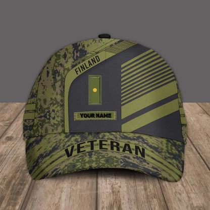 Personalized Rank And Name Finland Soldier/Veterans Camo Baseball Cap - 2002240001