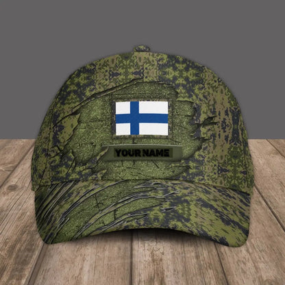 Casquette de baseball camouflage personnalisée avec nom de soldat/vétéran finlandais - 1605230001 - D04