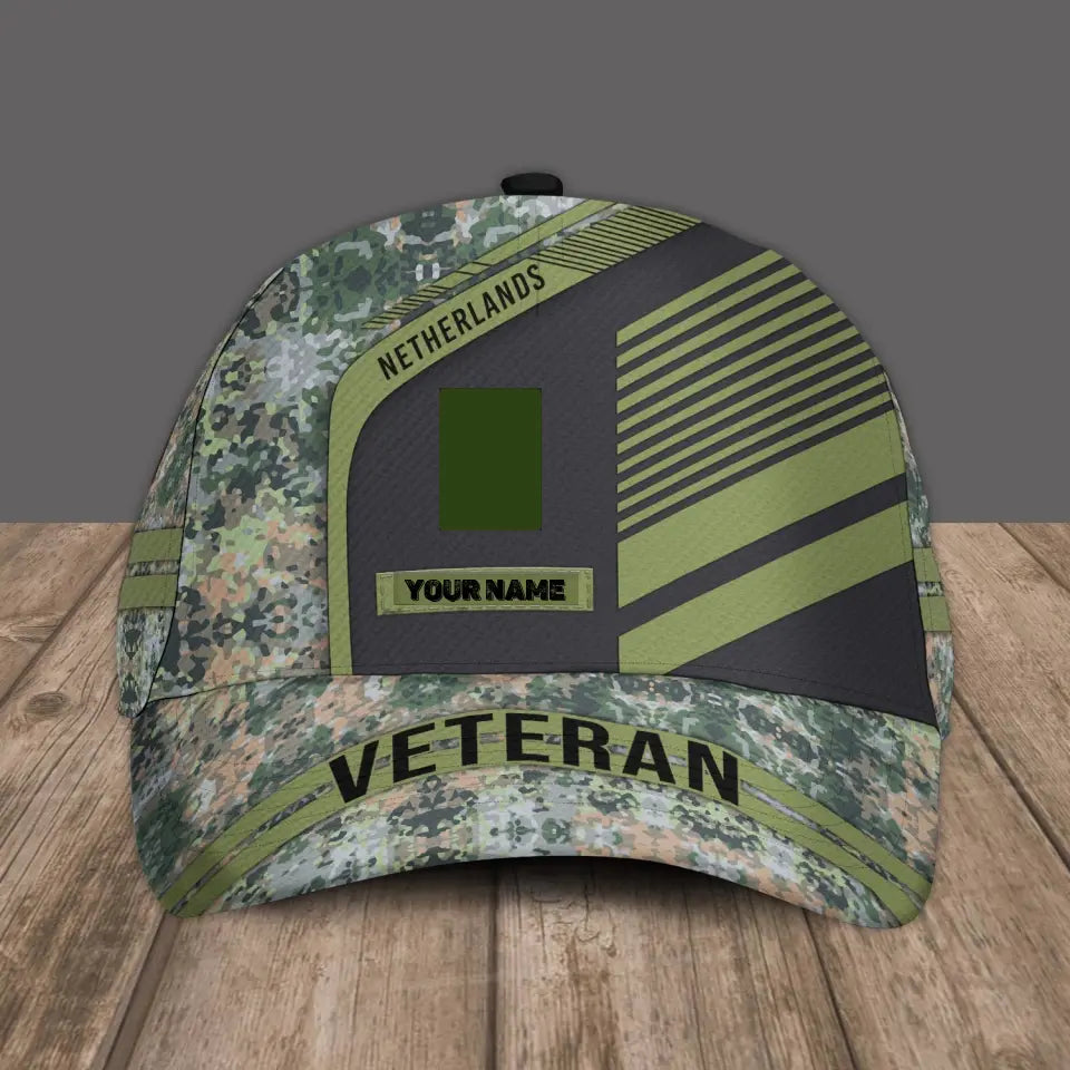 Personalized Rank And Name Netherlands Soldier/Veterans Camo Baseball Cap - 17083872