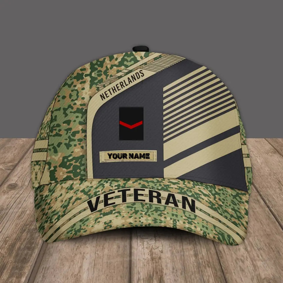 Personalized Rank And Name Netherlands Soldier/Veterans Camo Baseball Cap - 17083872