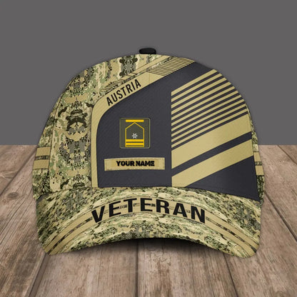 Personalized Name And Rank Austrian Camo Baseball Cap Soldier/Veteran - 17083872