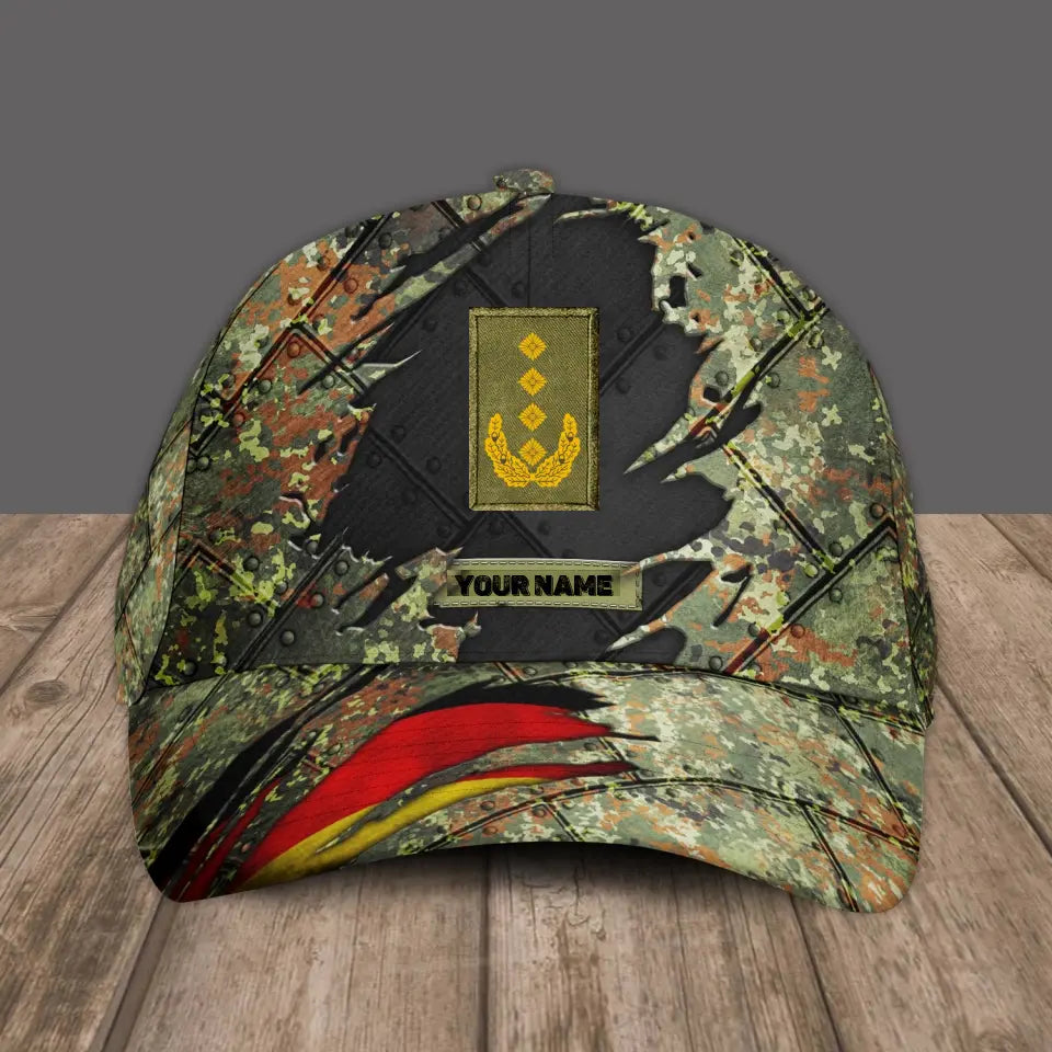 Baseballkappe mit Camouflage-Muster, personalisierbar, mit Rang und Namen, für deutsche Soldaten/Veteranen – 1684368002