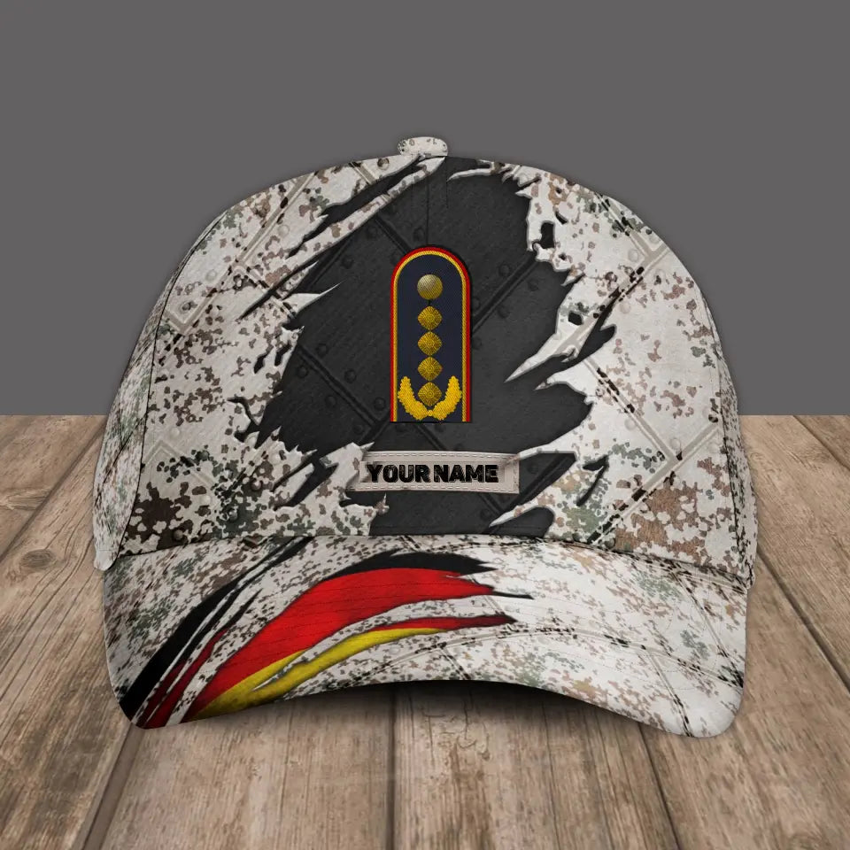 Casquette de baseball camouflage personnalisée avec rang et nom de soldat/ancien combattant allemand - 1684368002