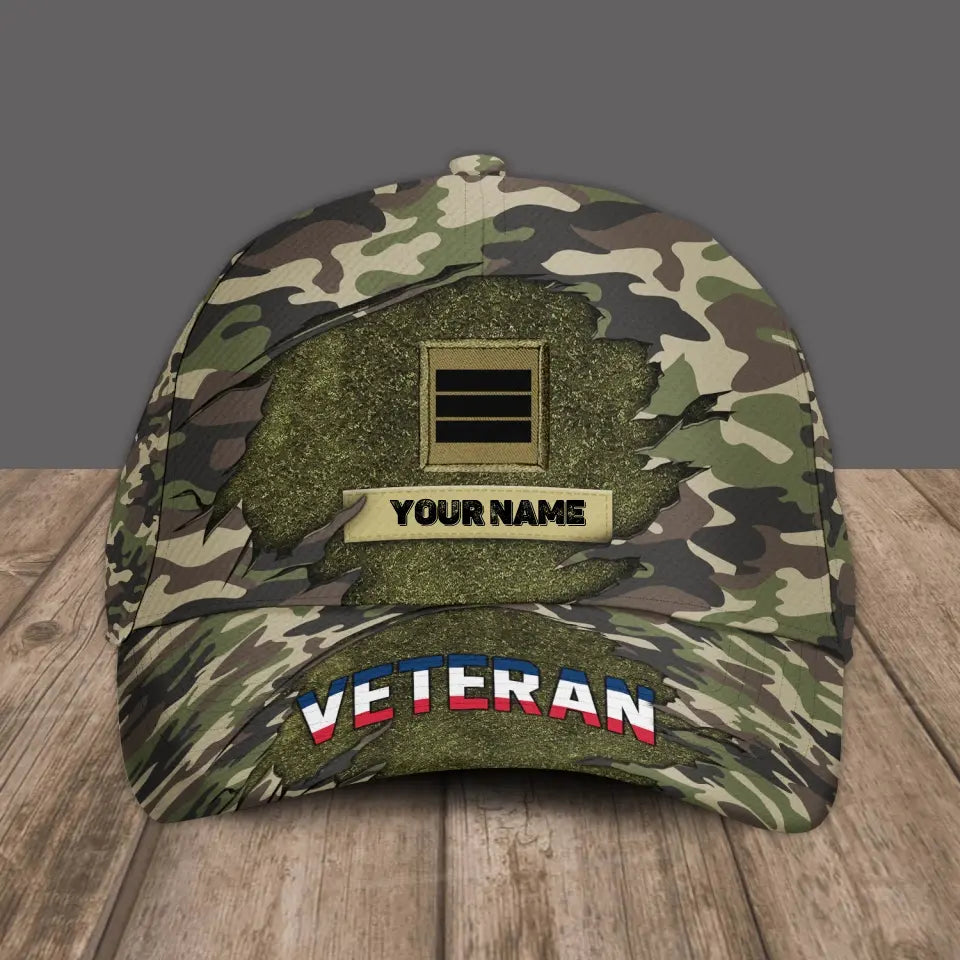 Personalized Rank And Name France Soldier/Veterans Camo Baseball Cap - 1685318402 - D04