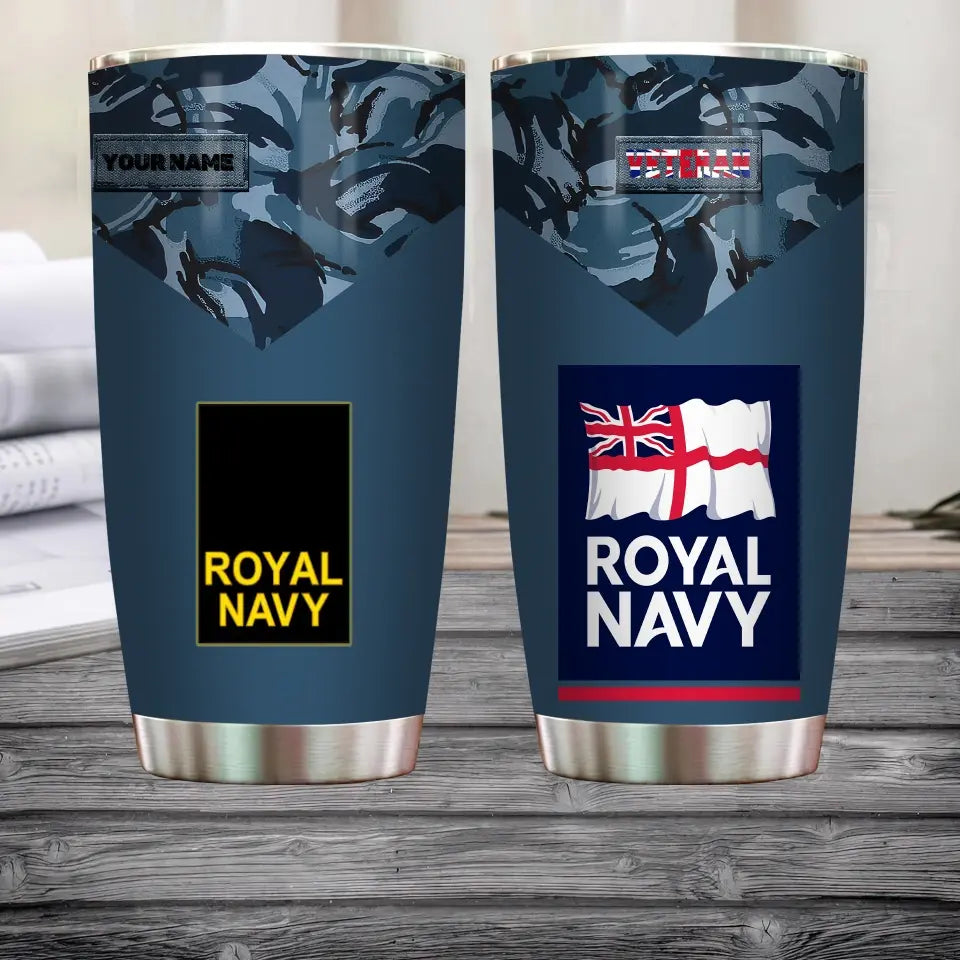 Personalized United Kingdom Veteran/ Soldier With Rank  Camo Tumbler All Over Printed - 0202240018