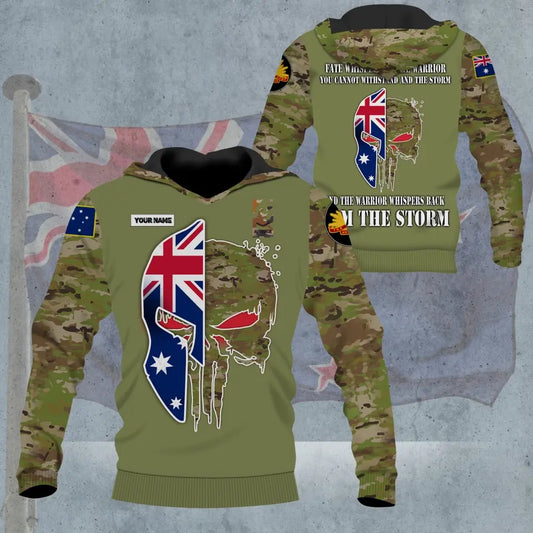 Personalisierter Kapuzenpullover mit Camouflage-Muster für australische Soldaten/Veteranen mit Namen und Rang – 16854048 – D04