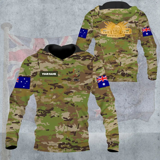 Personalisierter Kapuzenpullover mit Camouflage-Muster für australische Soldaten/Veteranen mit Namen und Rang – 1685404803 – D04