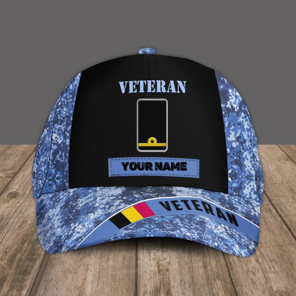 Personalized Rank And Name Belgium Soldier/Veterans Camo Baseball Cap - 16854912 - D04