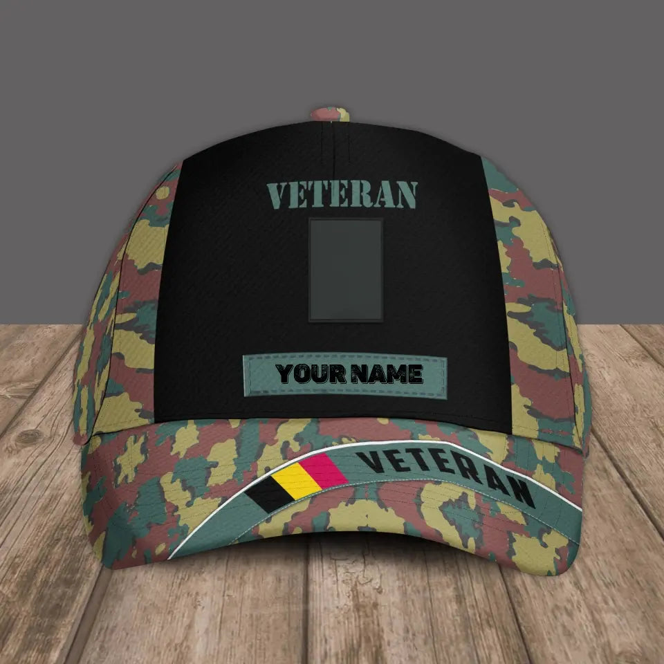 Personalized Rank And Name Belgium Soldier/Veterans Camo Baseball Cap - 16854912 - D04