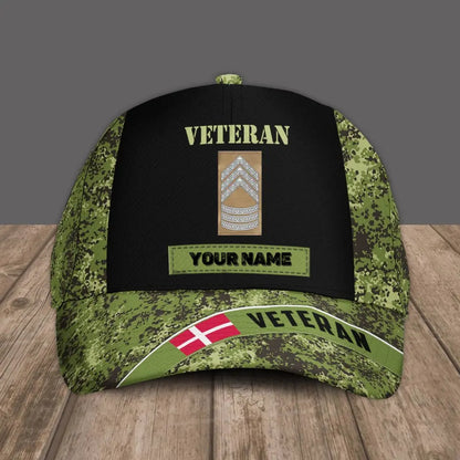 Personalized Name And Rank Denmark Camo Baseball Cap Soldier/Veteran - 16854912 - D04