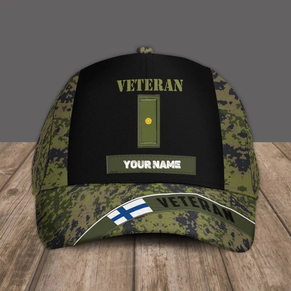 Personalized Rank And Name Finland Soldier/Veterans Camo Baseball Cap - 3105230001-D04