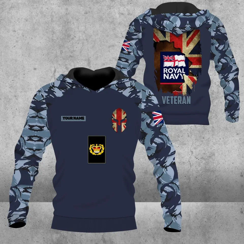 Personalisierter Kapuzenpullover mit Camouflage-Muster für britische Soldaten/Veteranen mit Namen und Rang – 0106230002-D04