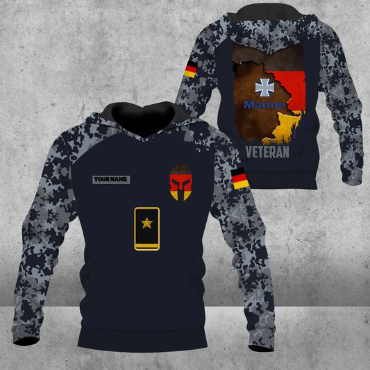 Personalisierter Kapuzenpullover mit Camouflage-Muster für deutsche Soldaten/Veteranen mit Namen und Rang – 0106230002-D04