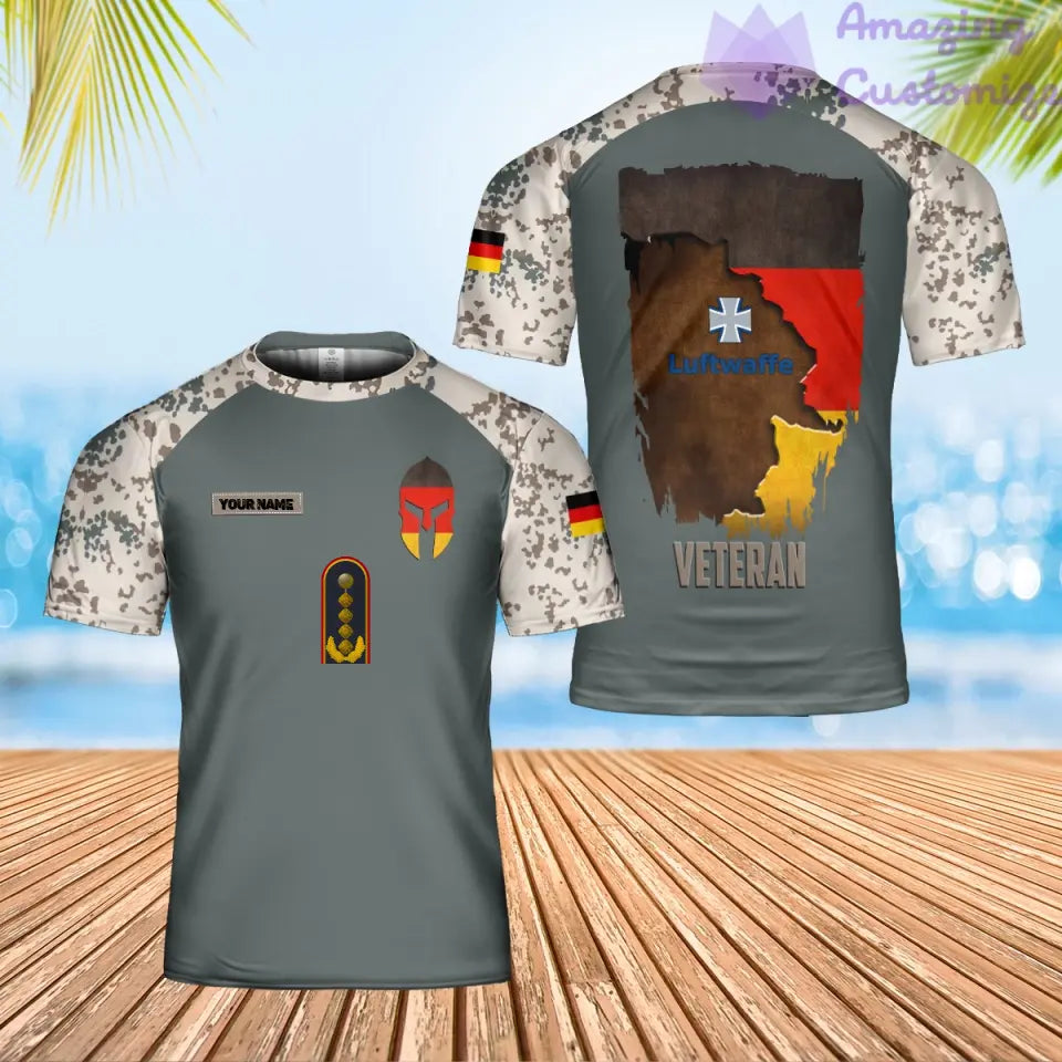 T-shirt personnalisé avec camouflage soldat/vétéran allemand avec nom et grade imprimé en 3D - 2701240001-D04