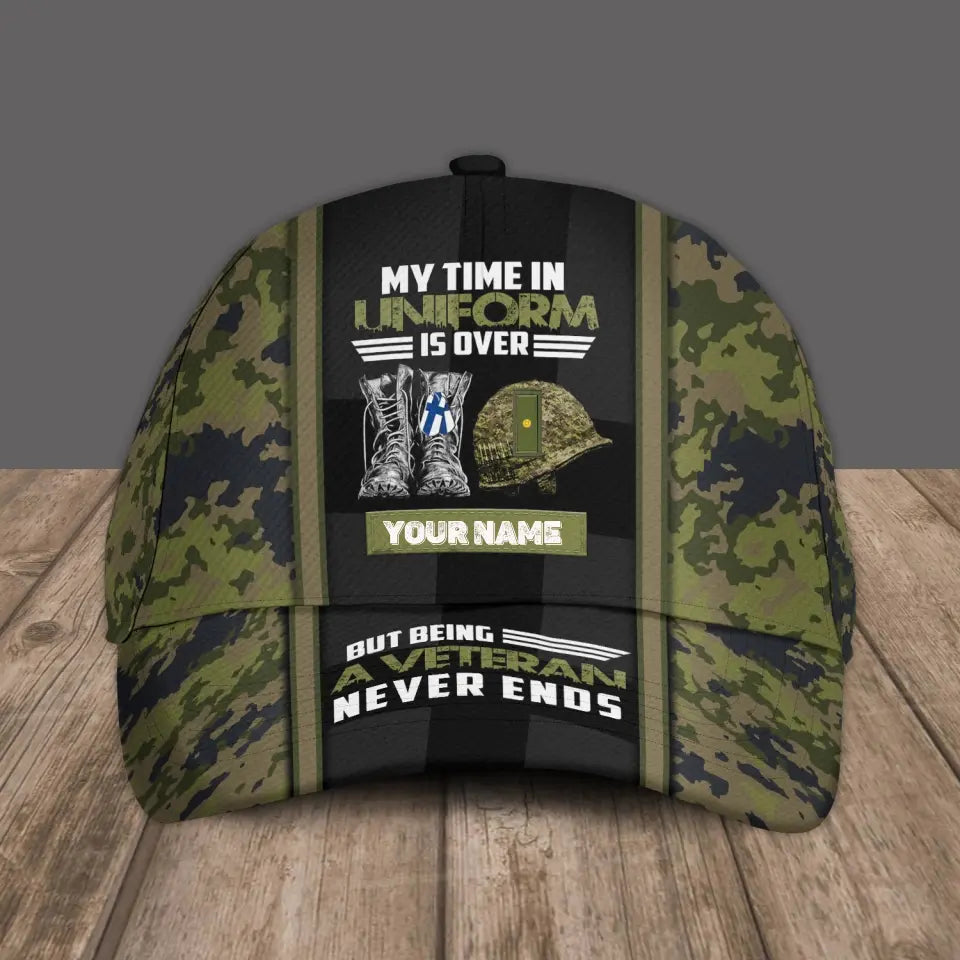 Personalized Rank And Name Finland Soldier/Veterans Camo Baseball Cap - 0606230003