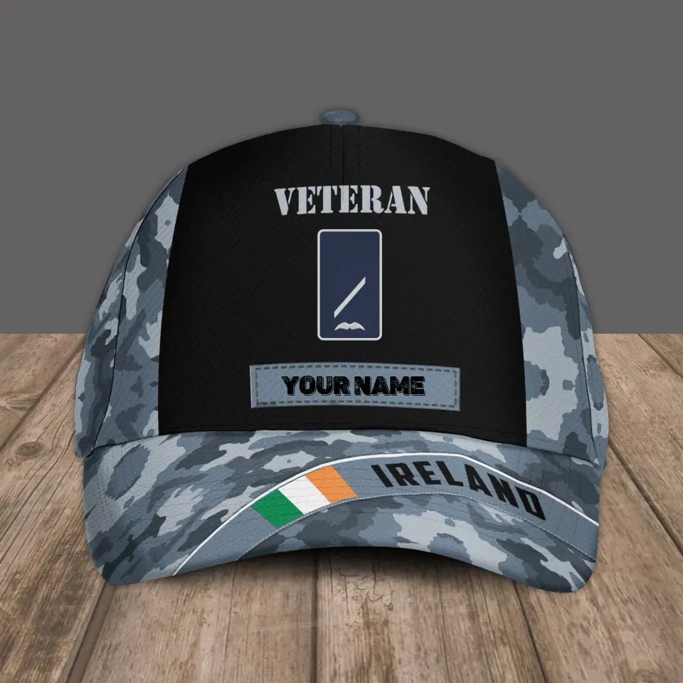 Casquette de baseball camouflage personnalisée avec rang et nom pour soldat/ancien combattant irlandais - 0606230002