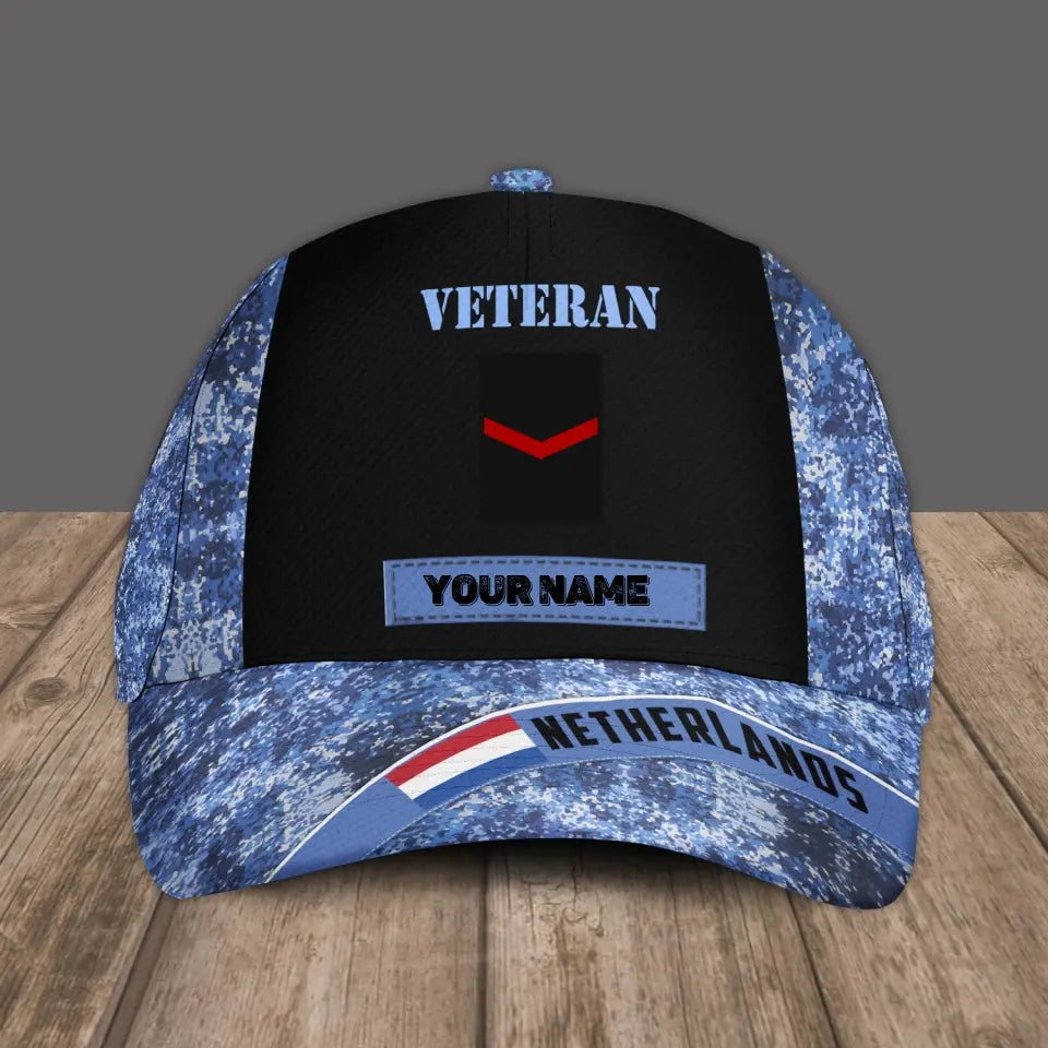 Personalized Rank And Name Netherlands Soldier/Veterans Camo Baseball Cap - 1686009601