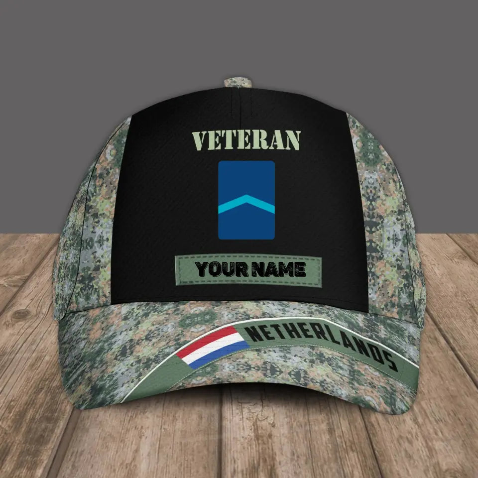 Personalized Rank And Name Netherlands Soldier/Veterans Camo Baseball Cap - 1686009601