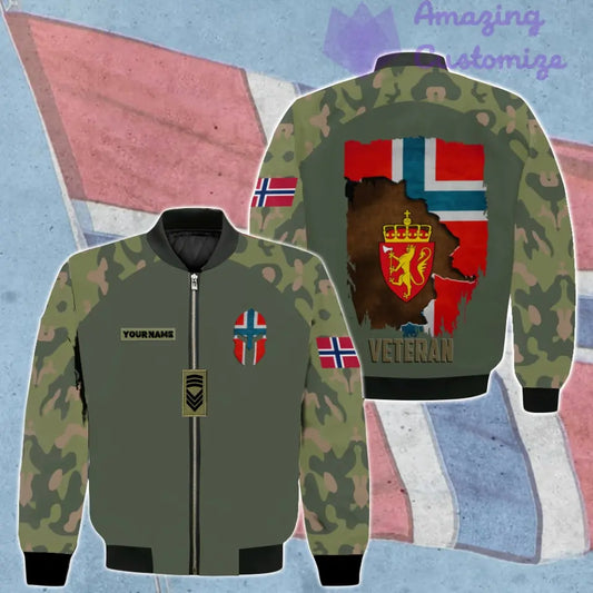 Personalisierte Bomberjacke mit Camouflage-Muster für norwegische Soldaten/Veteranen mit Namen und Rang, 3D-Druck – 0106230002