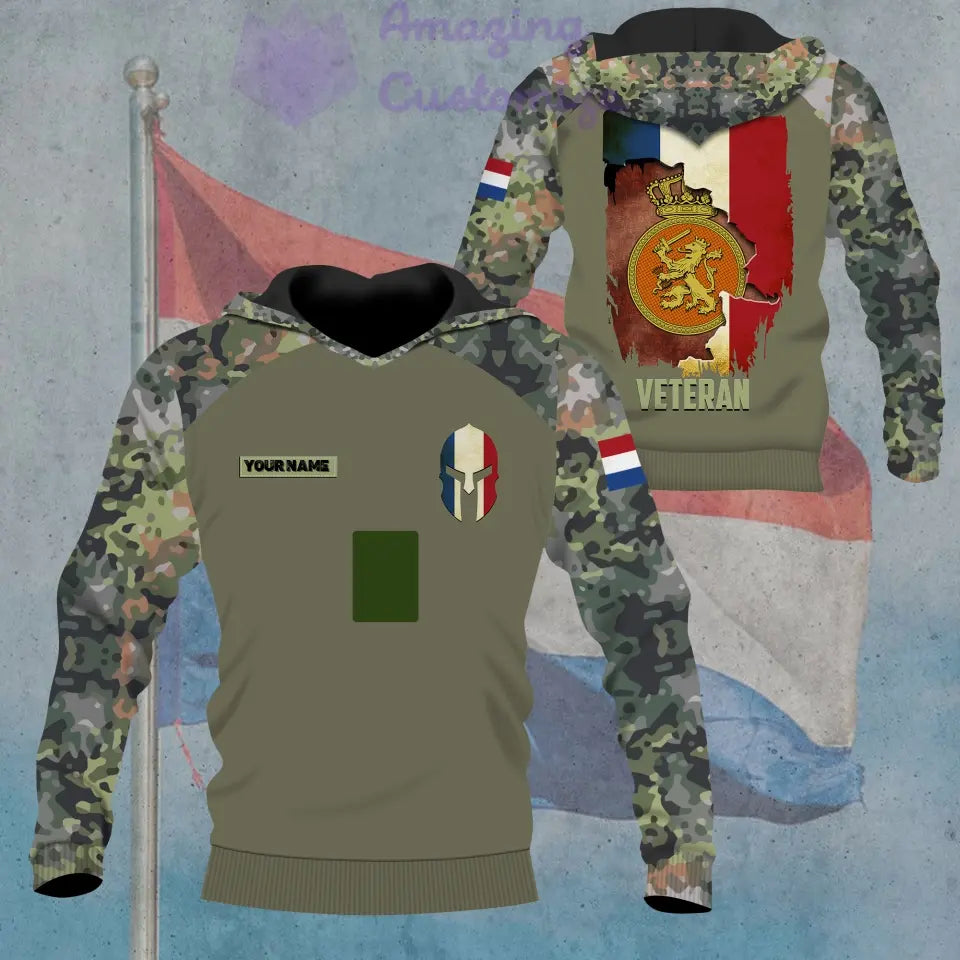 Sweat à capuche personnalisé avec nom et grade de soldat/vétéran néerlandais - 16866144