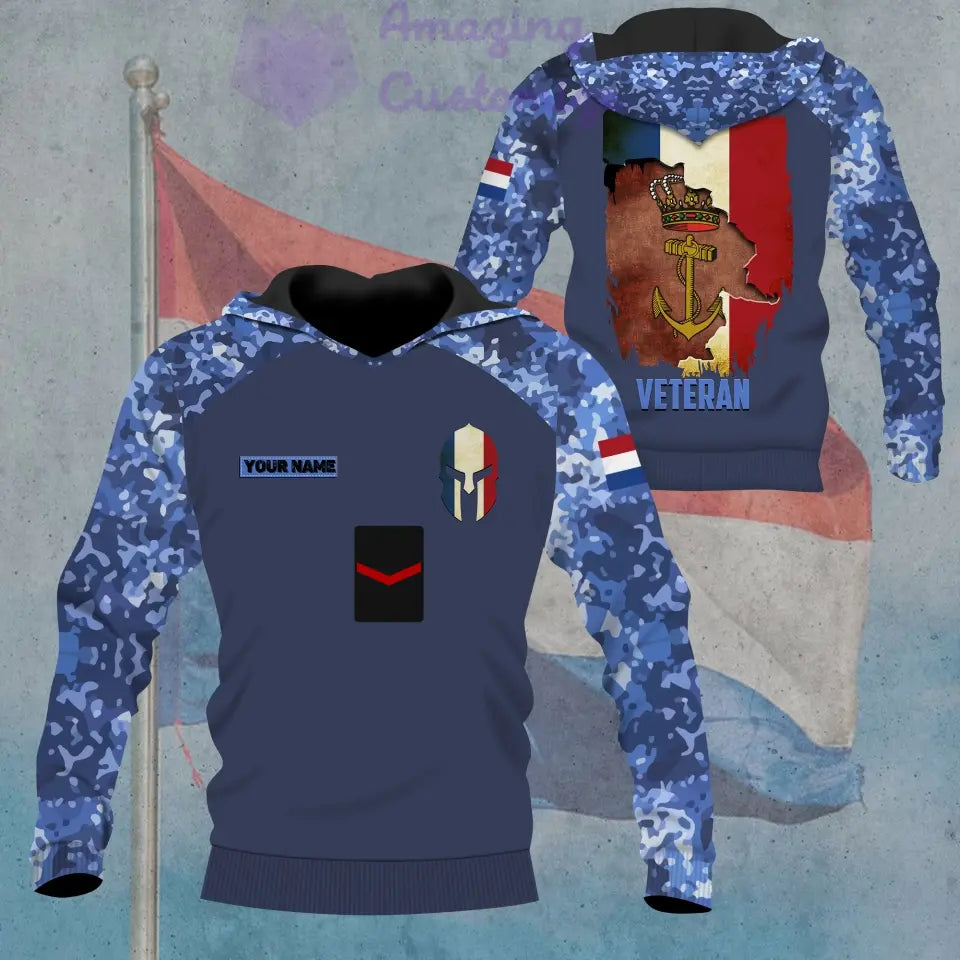 Personalisierter Kapuzenpullover mit Camouflage-Muster für niederländische Soldaten/Veteranen mit Namen und Rang – 16866144