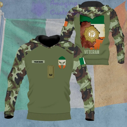 Sweat à capuche personnalisé avec nom et grade de soldat/vétéran irlandais - 16866144