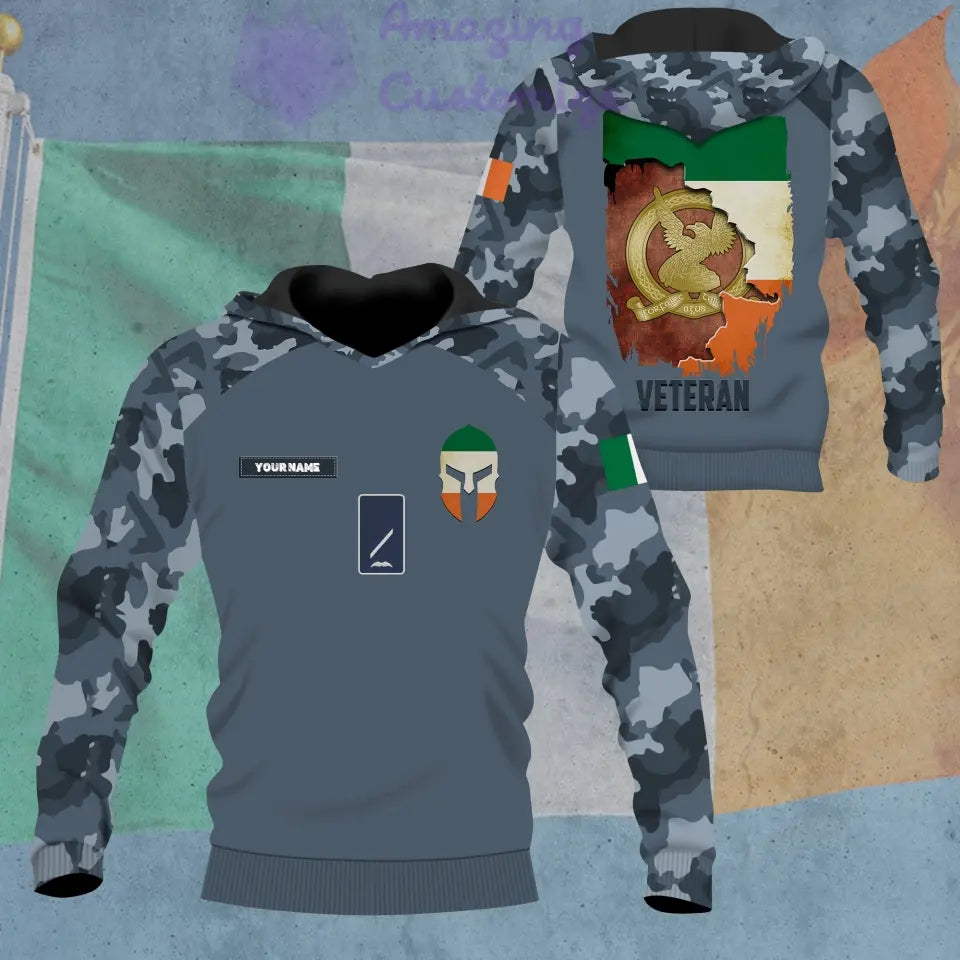 Sweat à capuche personnalisé avec nom et grade de soldat/vétéran irlandais - 16866144