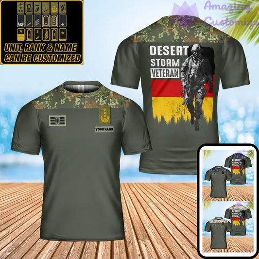 Personalisiertes T-Shirt mit deutschem Soldaten-/Veteranen-Tarnmuster mit Namen und Rang, 3D-Druck – 2801240003